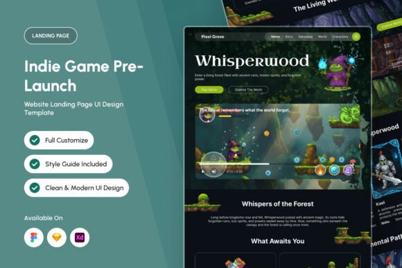 Whisperwood Indie Game Landing