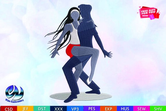 Bachata Dancers Embroidery Design