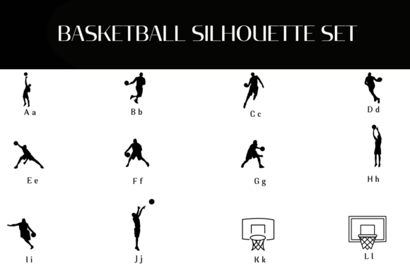Basketball Silhouette Set Font - Preview 1