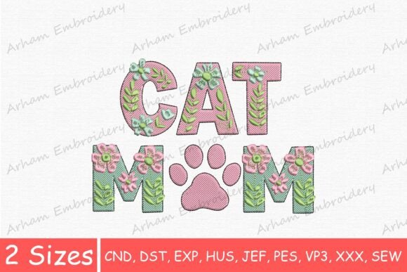 Floral Cat Mom, Cute Paw Print Cat Lover