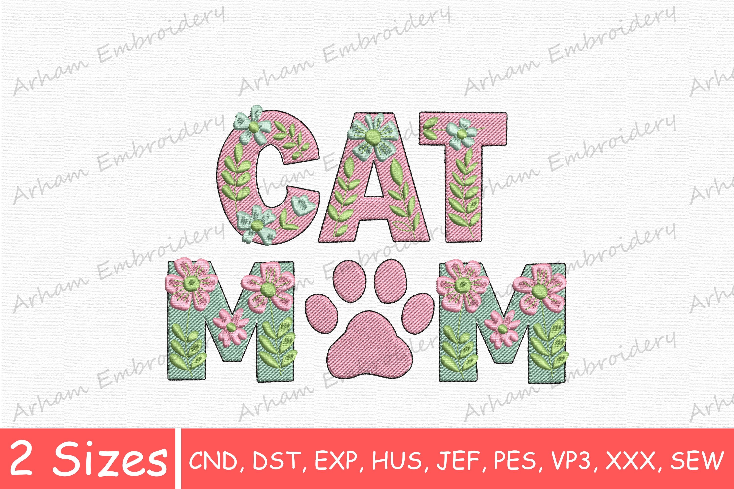 Floral Cat Mom, Cute Paw Print Cat Lover