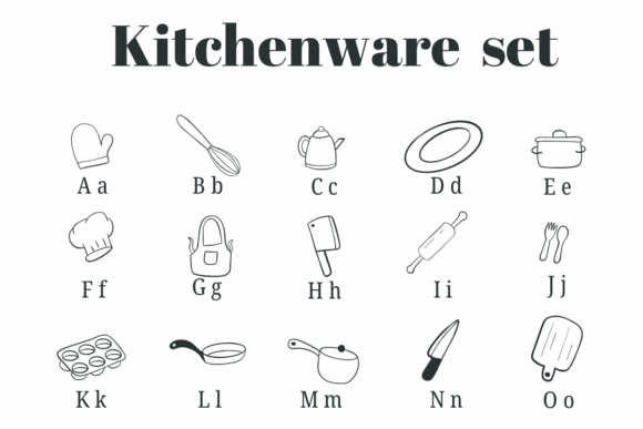 Kitchenware Set Font PNG with transparent background - Preview 1