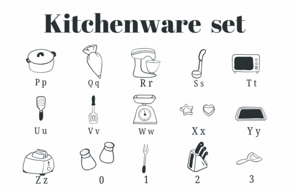 Kitchenware Set Font PNG with transparent background - Preview 2