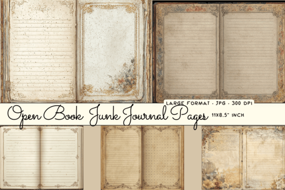 Old Open Book Pages Junk Journal Graphic by CottageFairy Β· Creative Fabrica