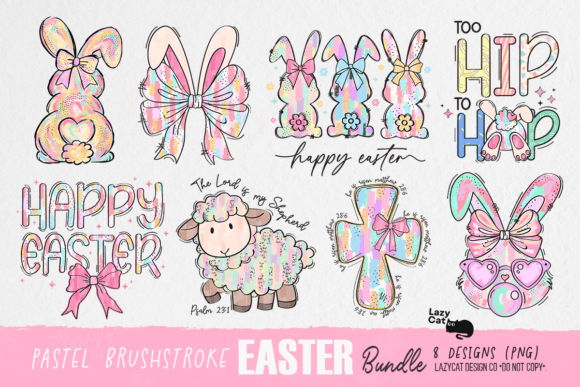 Pastel Brushstroke Easter PNG Bundle Graphic by Lazy Cat · Creative Fabrica