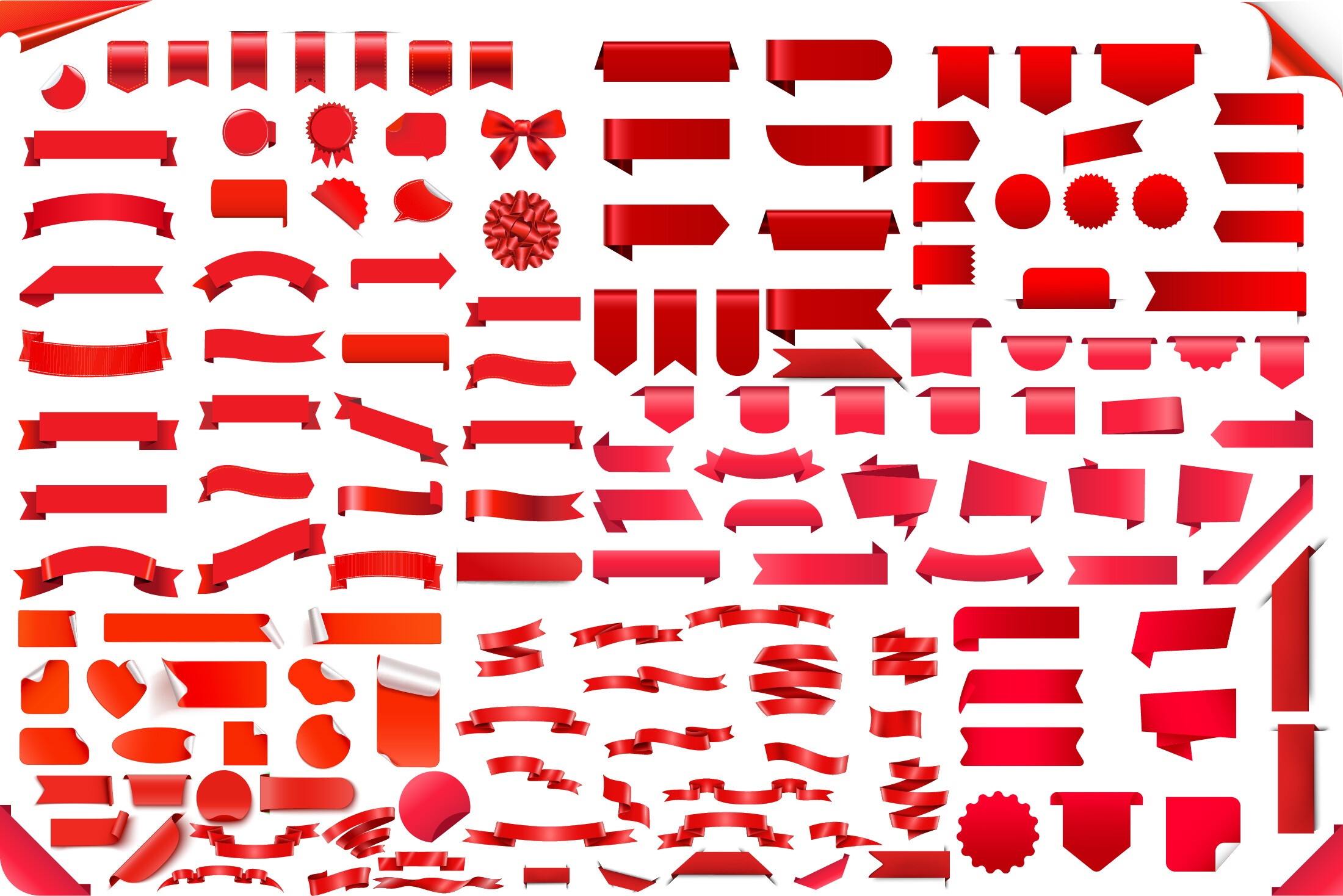 Red Ribbon Banner and Label Mega Bundle
