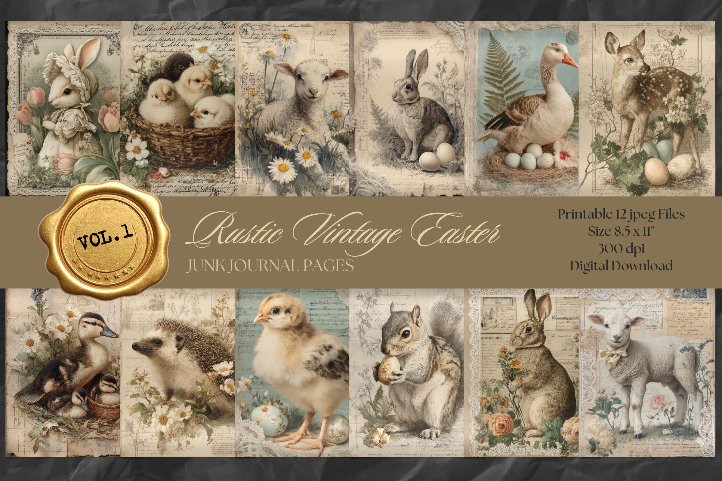 Rustic Vintage Easter Junk Journal Pages Graphic by KrittaGrafik ...