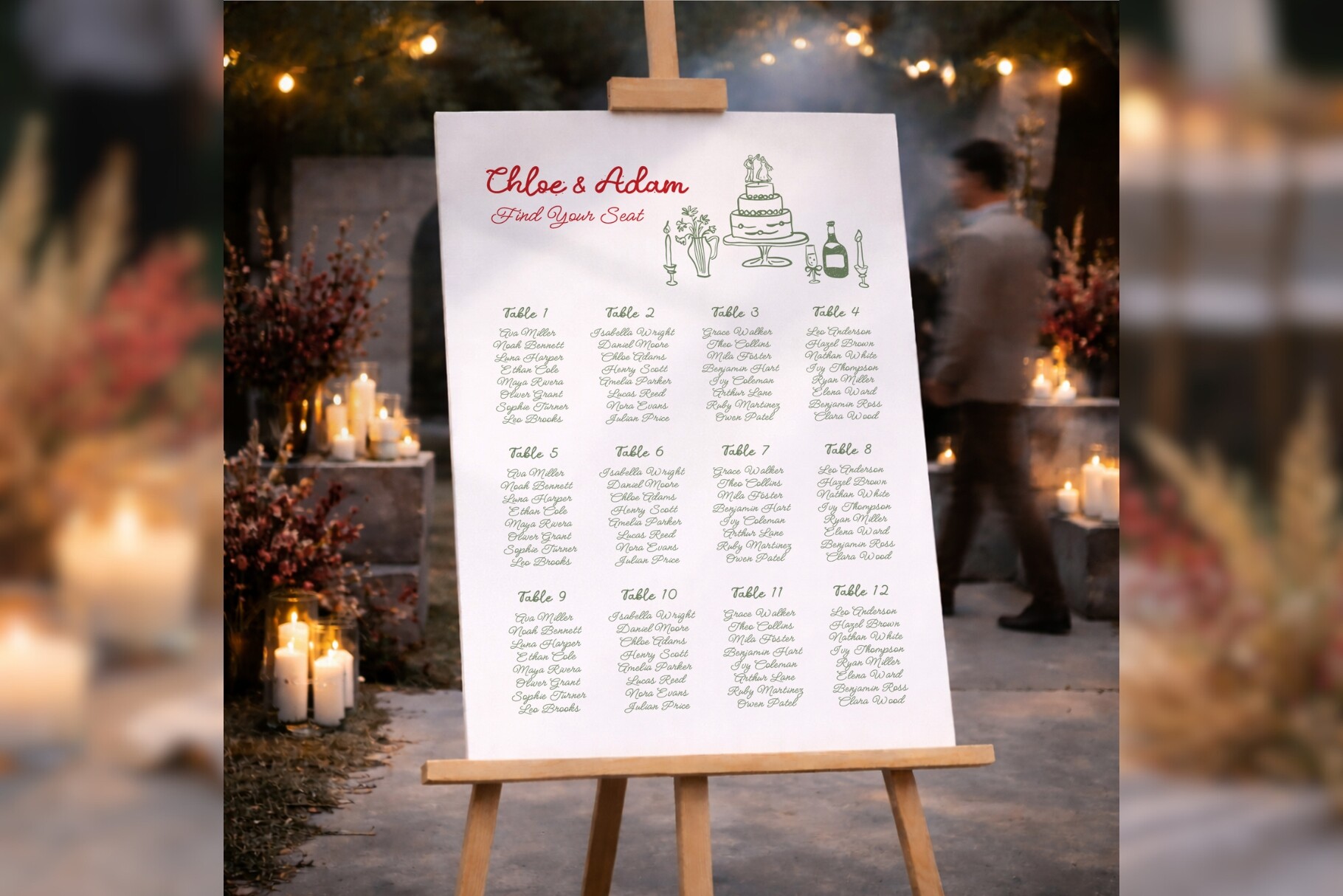 Wedding Seating Chart Canva Bd003