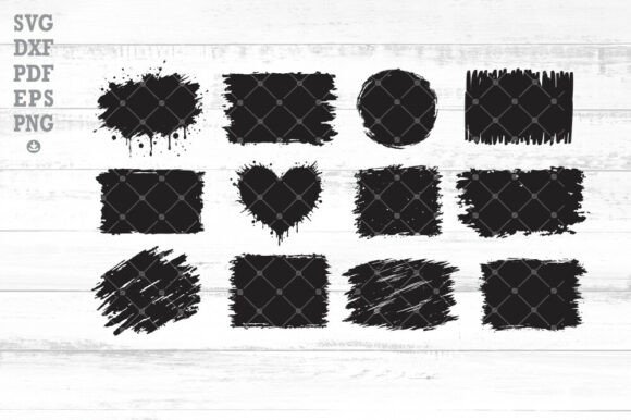 12 Grunge Brush Stroke SVG Bundle