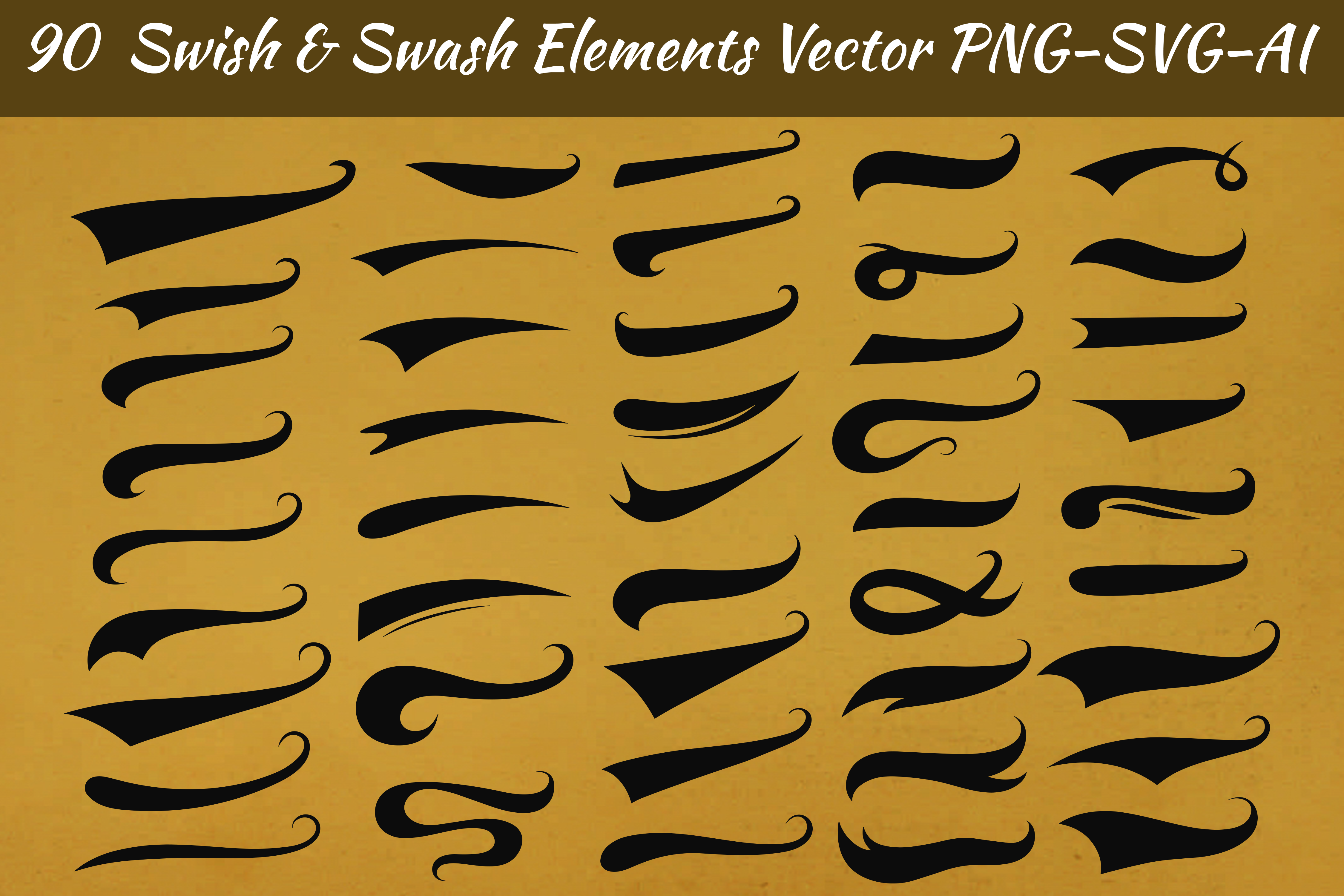 90 Swish & Swash Elements | PNG & Vector
