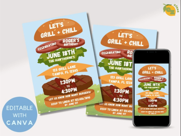 BBQ Birthday Party Invitation Canva