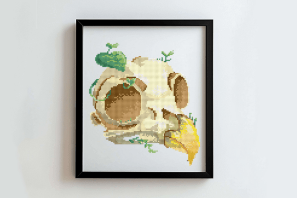 Bird Skull Cross Stitch Pattern
