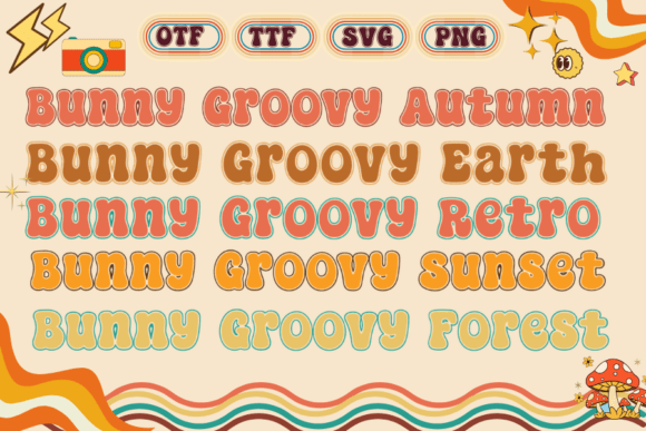 Bunny Groovy Retro Font PNG with transparent background - Preview 2