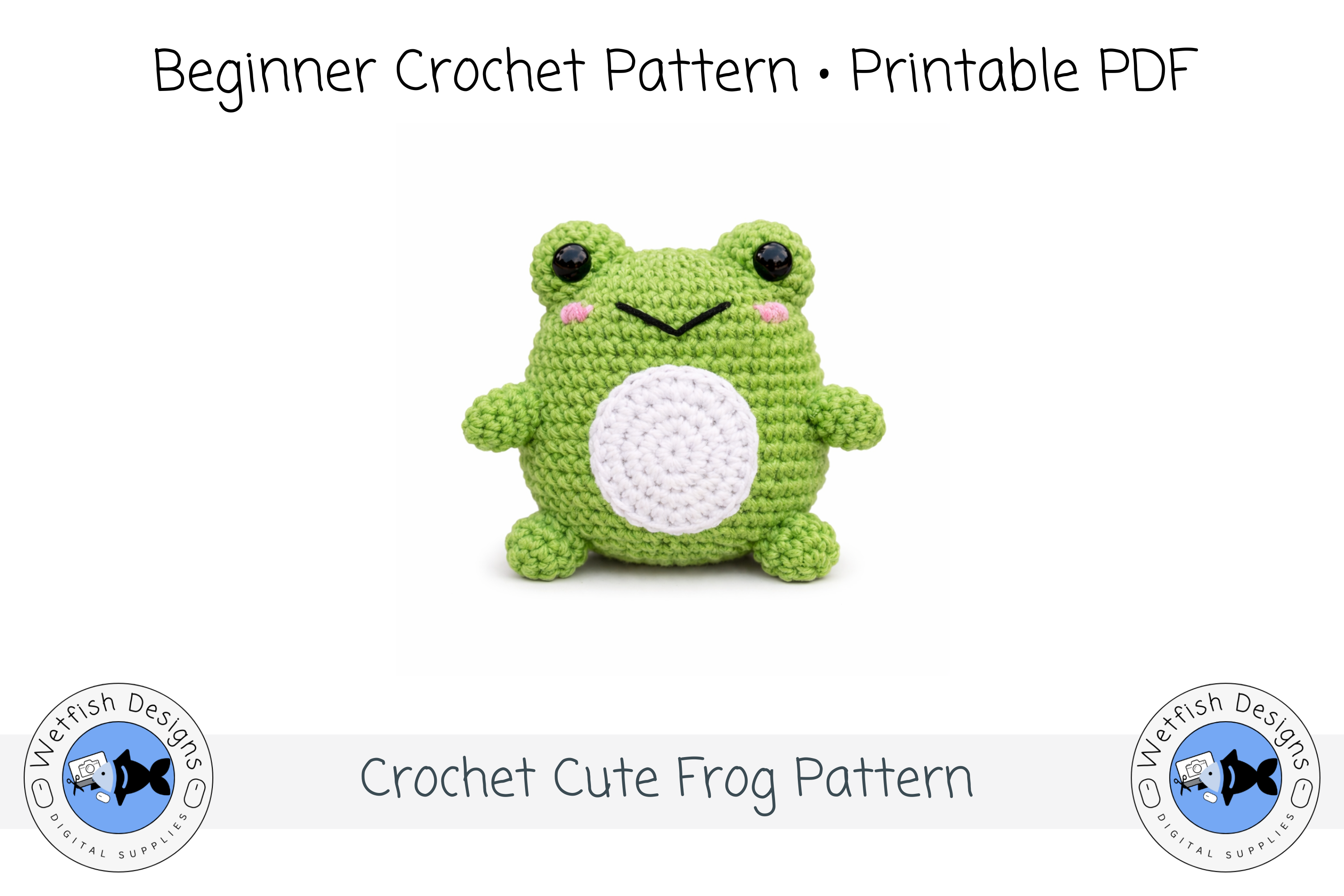 Cute Crochet Frog PDF Beginner Pattern