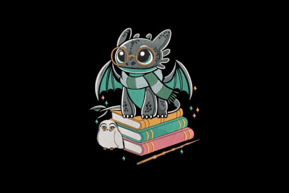 Cute Little Dragon with Book