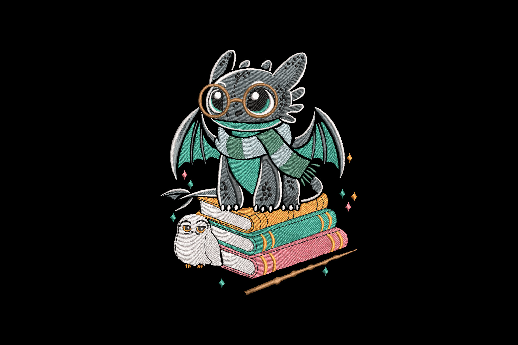 Cute Little Dragon with Book