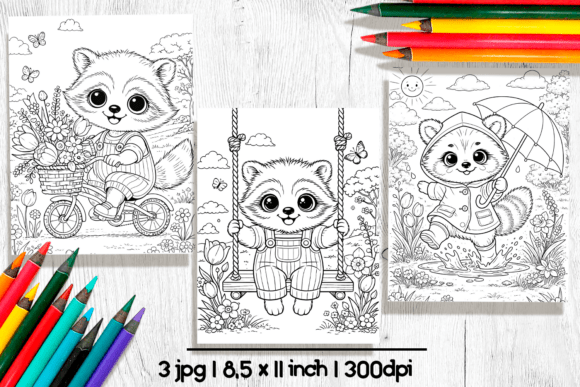 Cute Raccoon Coloring Pages
