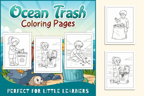 Earth Day Ocean Trash Coloring Pages
