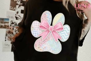 Floral Paw Print Bow Patchwork PNG