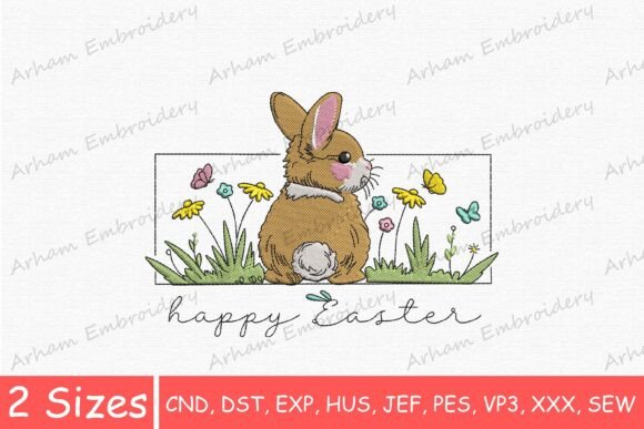 Happy Easter Bunny with Butterflies