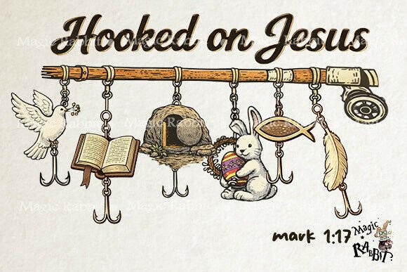 Hooked on Jesus Easter PNG