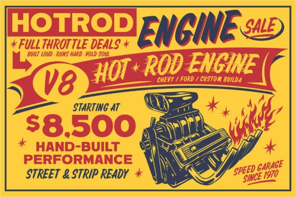 Hotrod Font PNG with transparent background - Preview 5