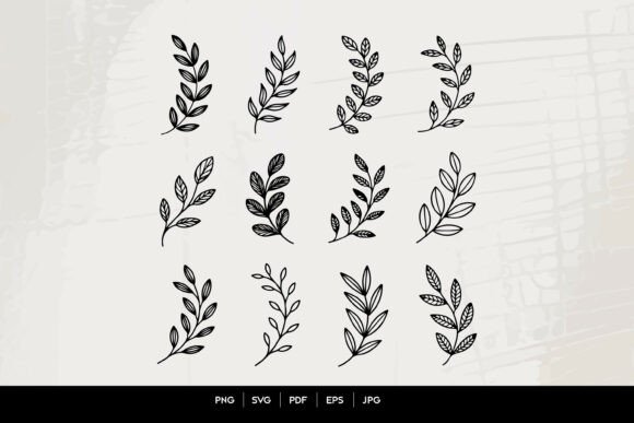 Leaf Branch Line Art SVG Set