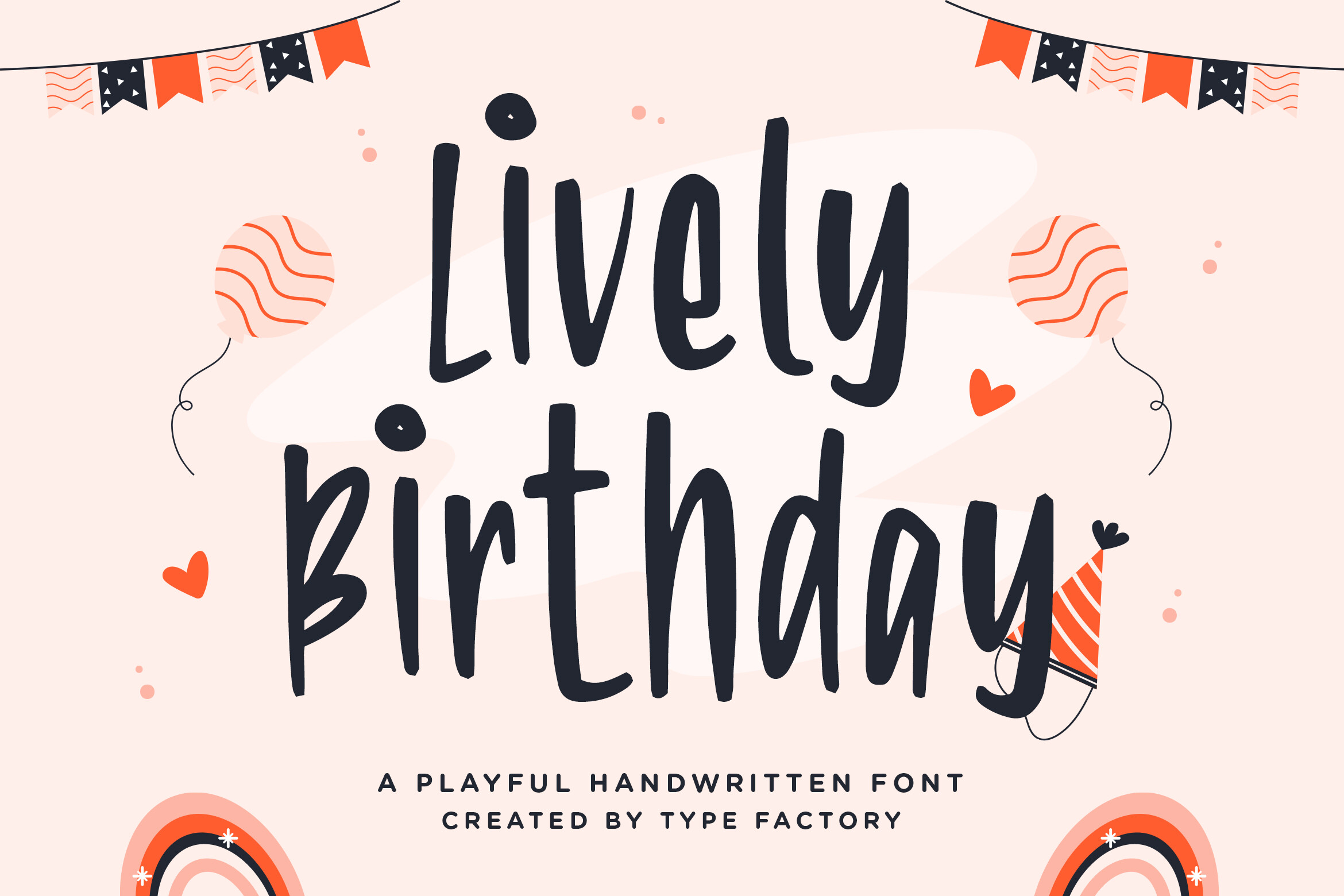 Lively Birthday preview, energetic handwritten font for party designs