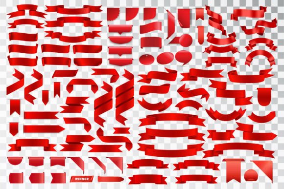 Red Ribbon Banner and Label Mega Bundle