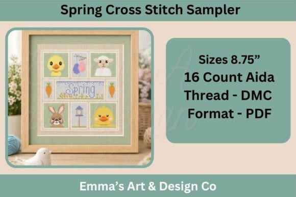 Spring Sampler Cross Stitch Pattern PDF