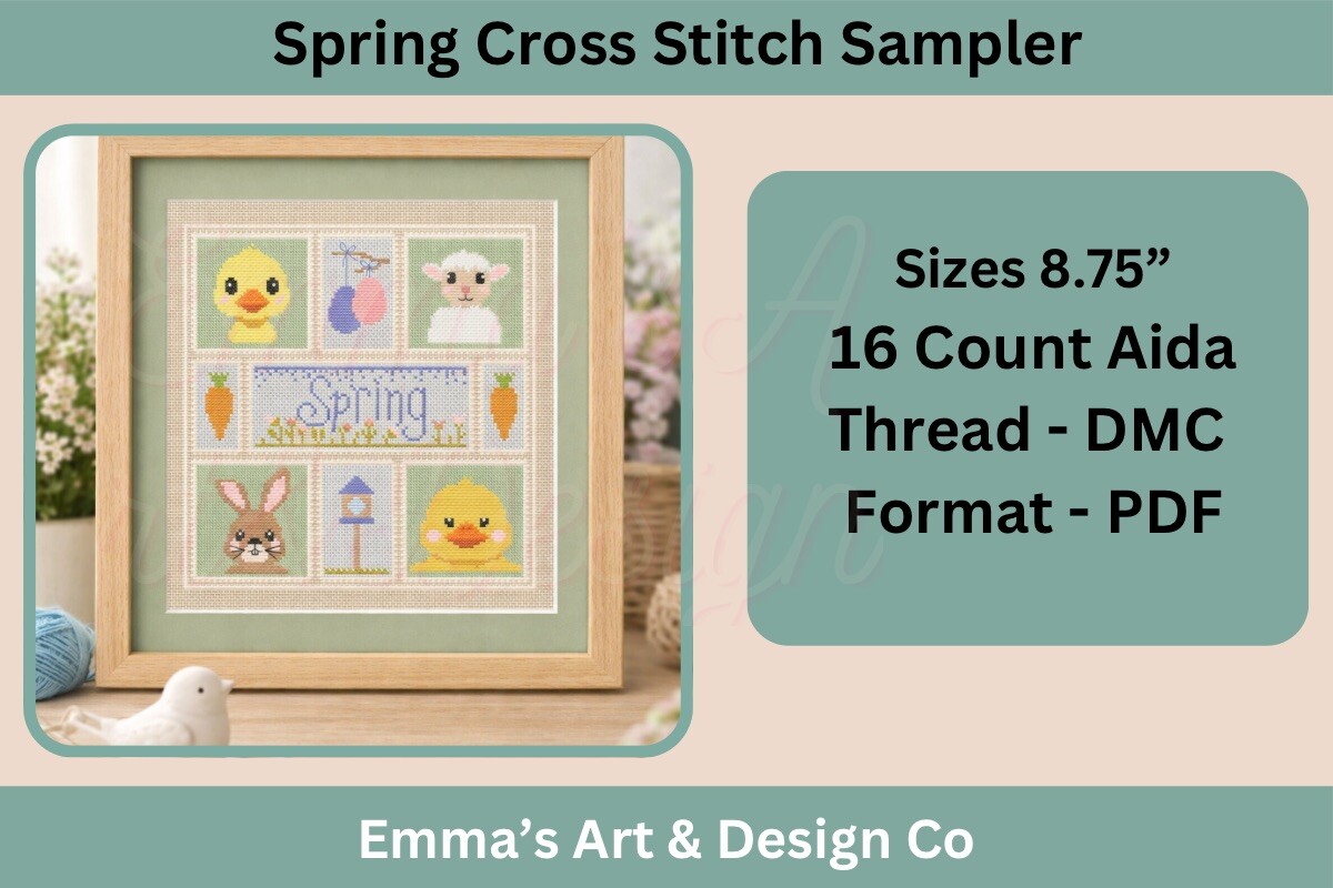 Spring Sampler Cross Stitch Pattern PDF