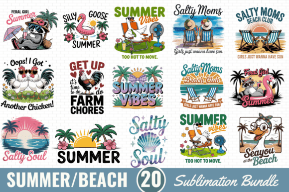 Summer Quotes PNG Bundle, Beach PNG Graphic by CraftLab Digital ...
