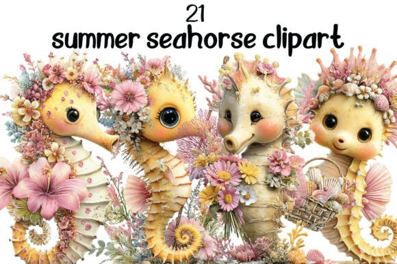 Summer Seahorse Clipart PNG Graphic Illustrations By Artoya