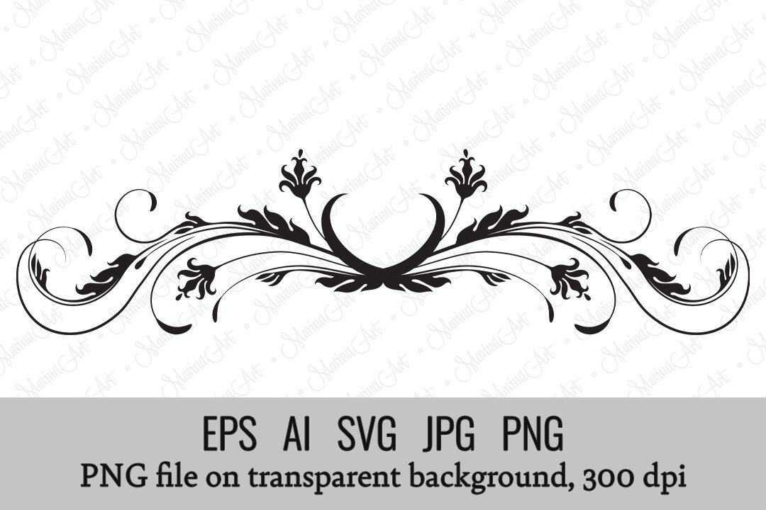 Text Divider Ornament Floral Vintage SVG