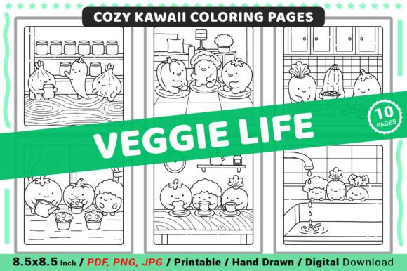 Veggie Life Cozy Kawaii Coloring Pages