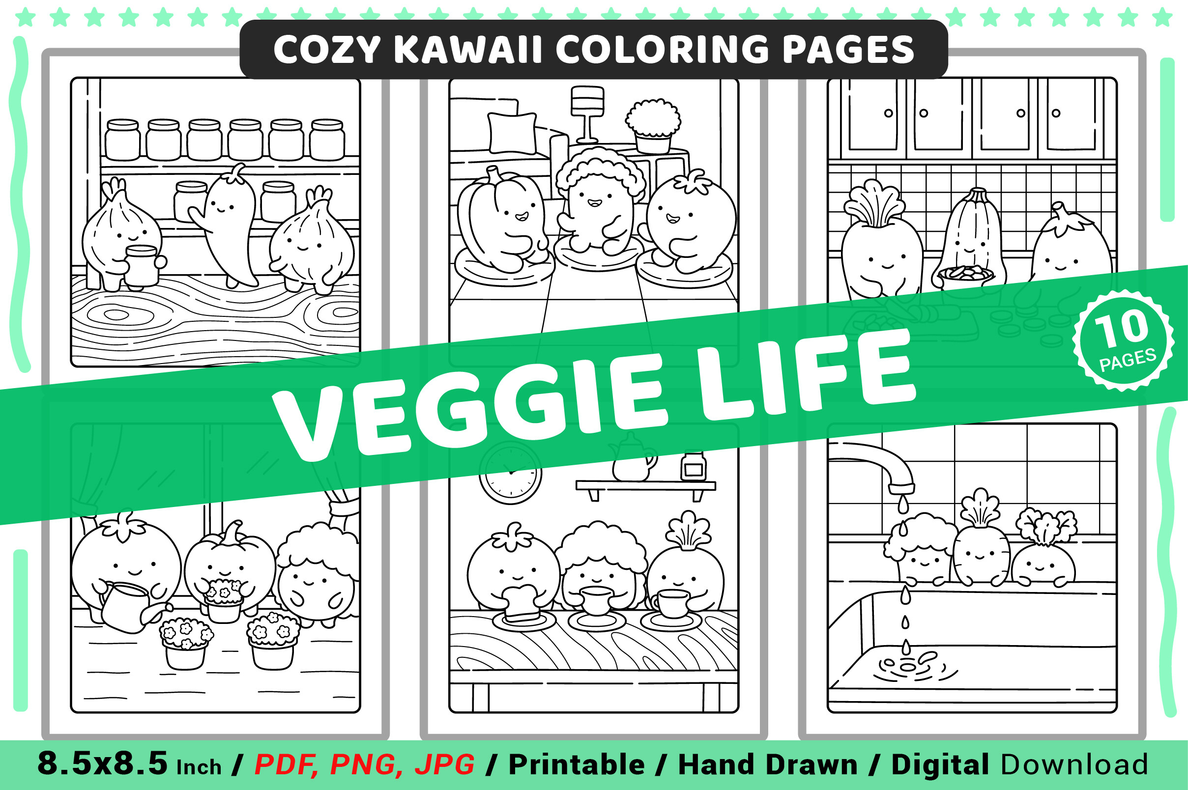Veggie Life Cozy Kawaii Coloring Pages