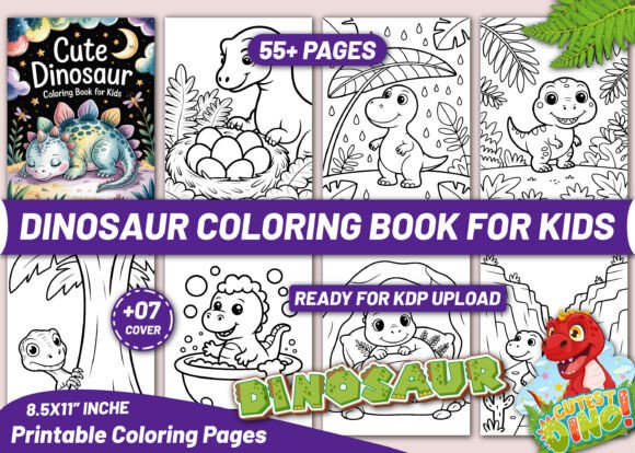 Preview of CUTE DINOSAUR COLORING BOOK for KIDS coloring pages for kids