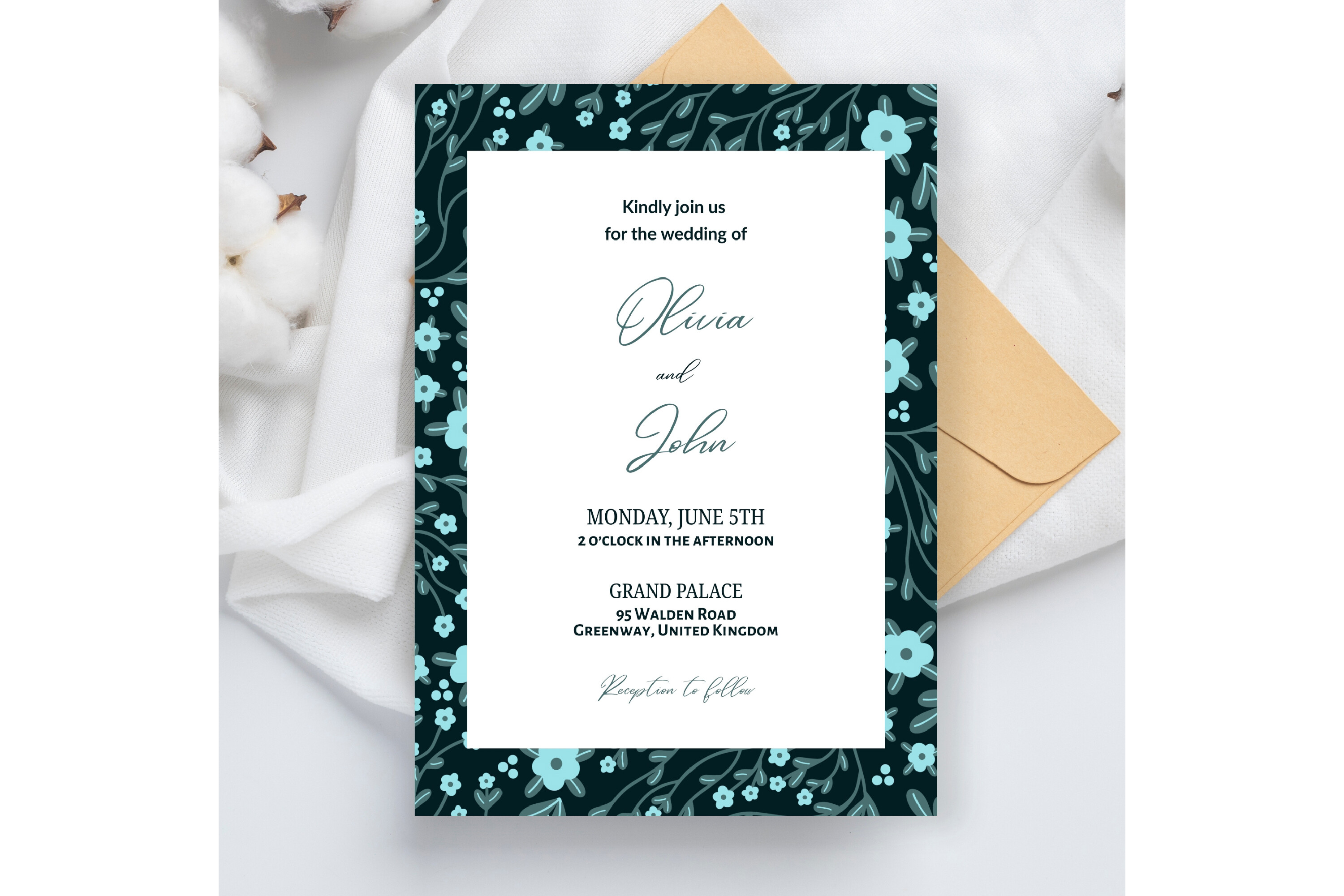 Disty Floral Wedding Invitation