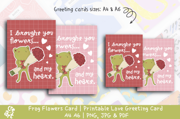 Frog Flowers Card | Printable PNG & JPG