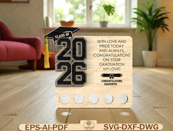 Graduation Cash Display Laser Cut File
