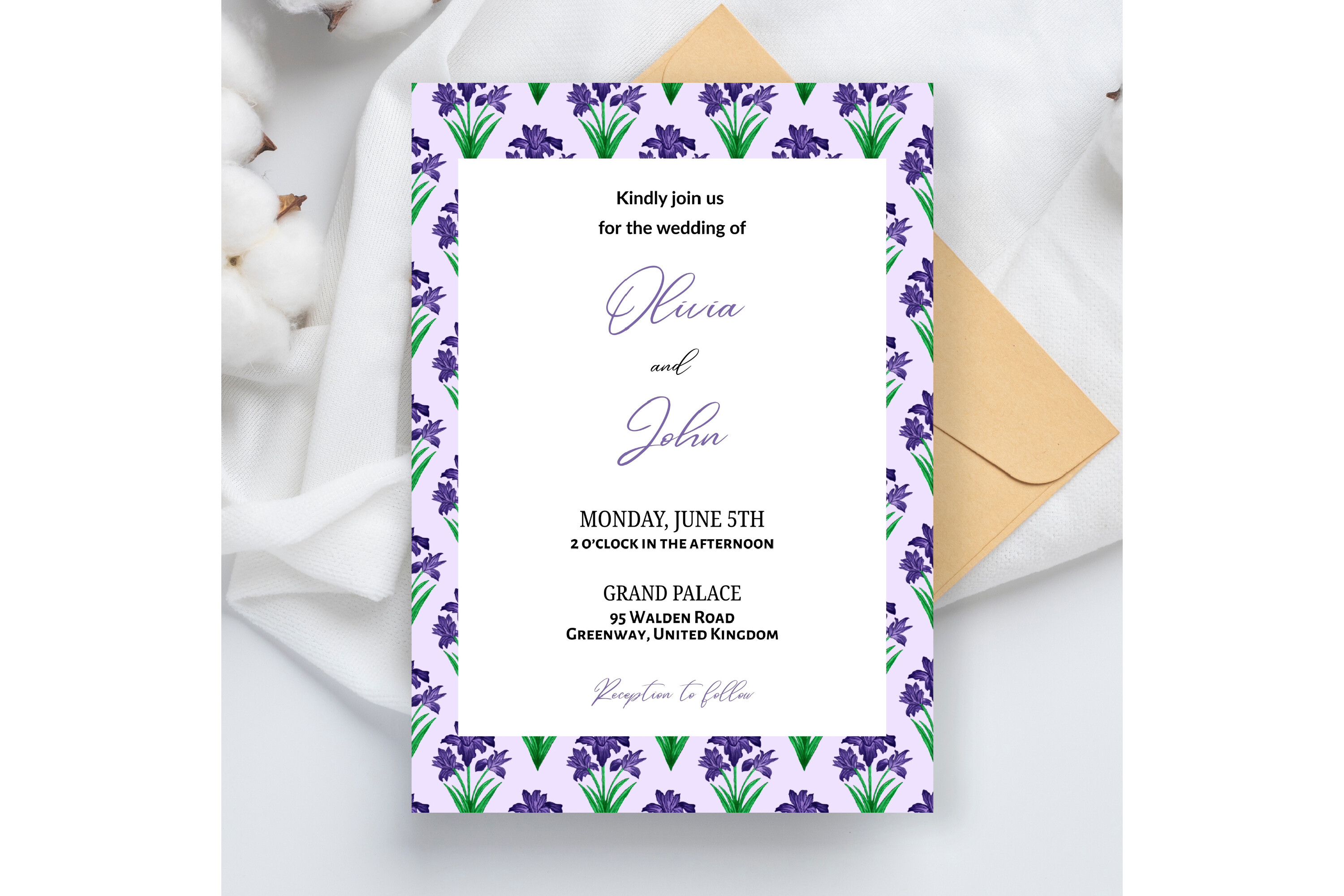 Iris Flower Wedding Invitation