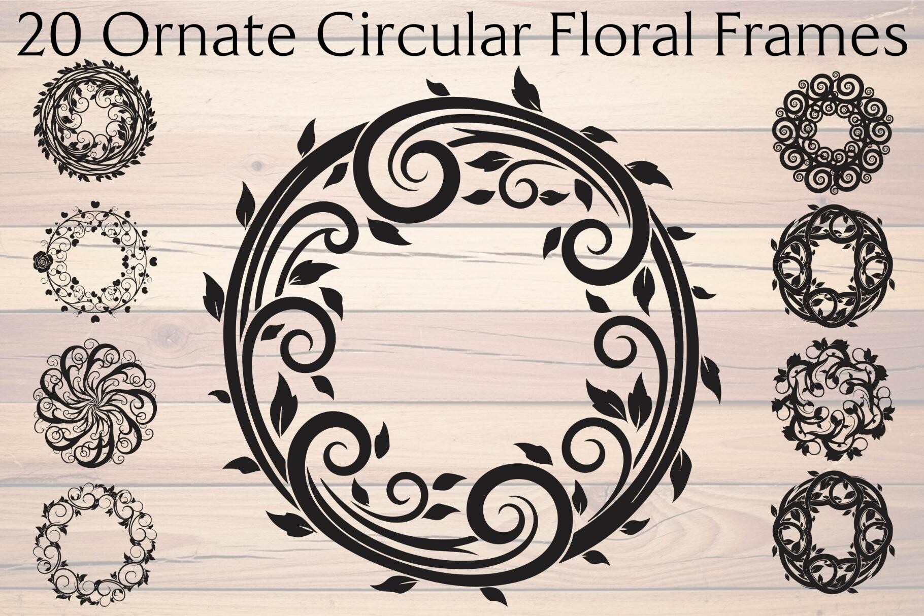 Ornate Circular Floral Frames Bundle