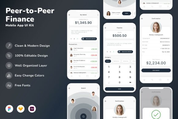 Peer-to-Peer Finance Mobile App UI Kit