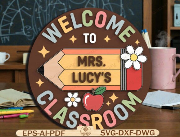Personalized Teacher Classroom Sign SVG Grafica Modelli Grafici Di Lasercutiny