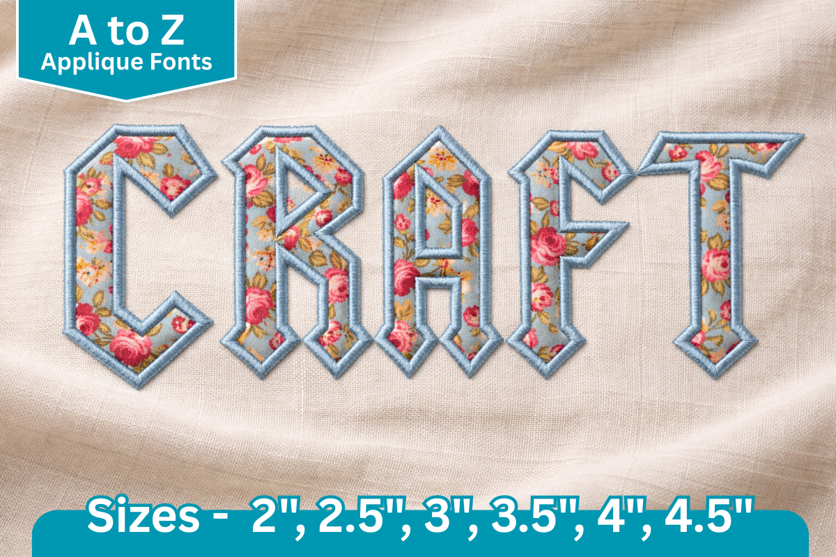 Satin Line Edge Applique Font