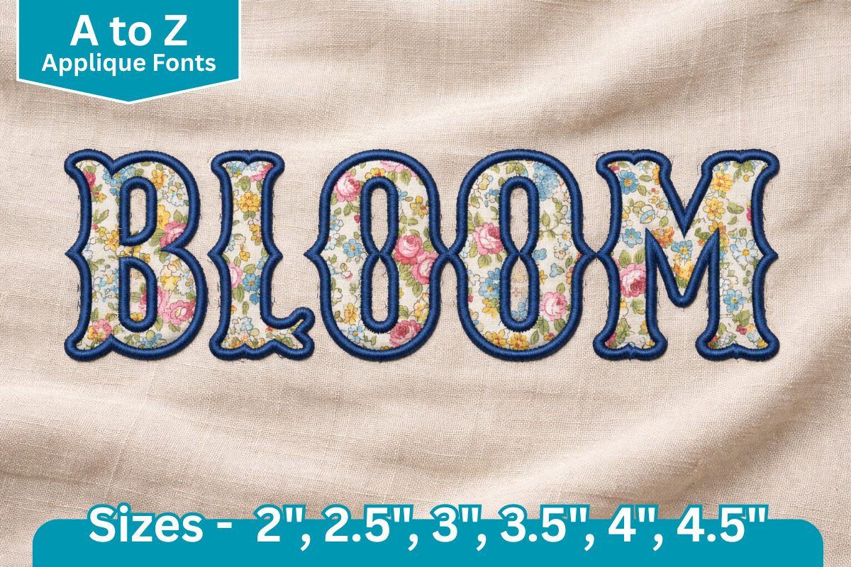 Satin Line Edge Applique Font