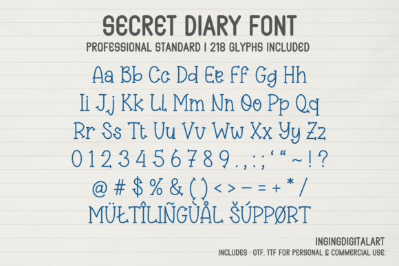 Secret Diary Font PNG with transparent background - Preview 4