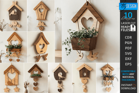 Spring Birdhouse Wall Decor Laser Bundle Laser Cutting By flydesignsvg