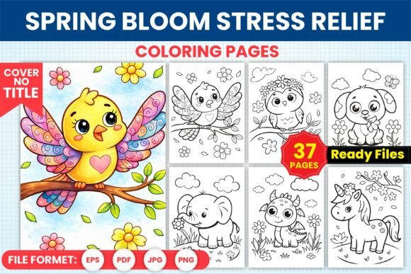 Spring Bloom Stress Relief Coloring Page