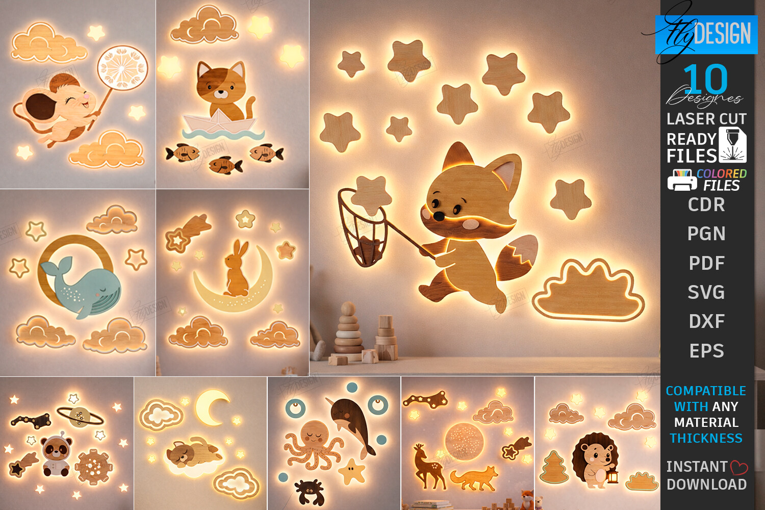 3D Layered Nursery Night Light Bundle